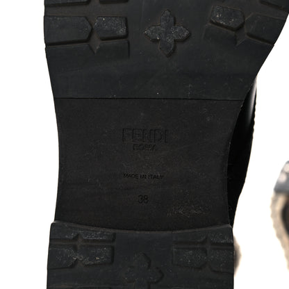 Fendi Calfskin Stretch Fabric Rockoko Biker Boots 38 Tobacco Black Marino 6 of 15