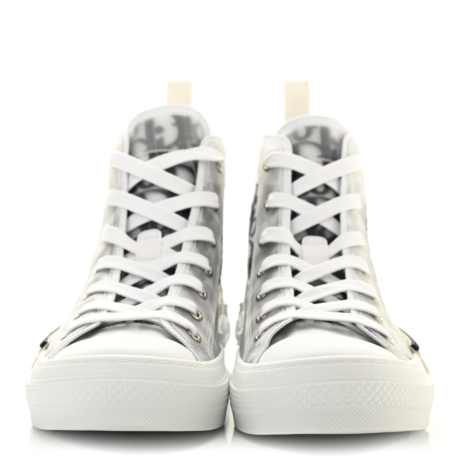 Christian Dior Technical Canvas Oblique Mens B23 High Top Sneakers 39 White Black 2 of 7