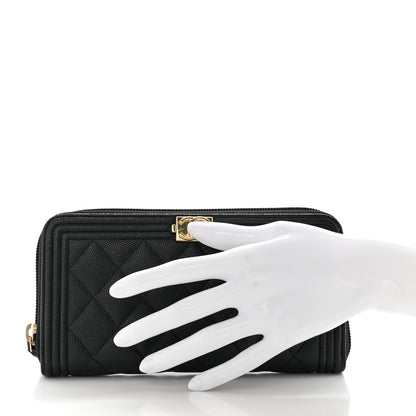 Chanel Caviar Quilted Boy Long Zip Around Wallet Black 2 of 9