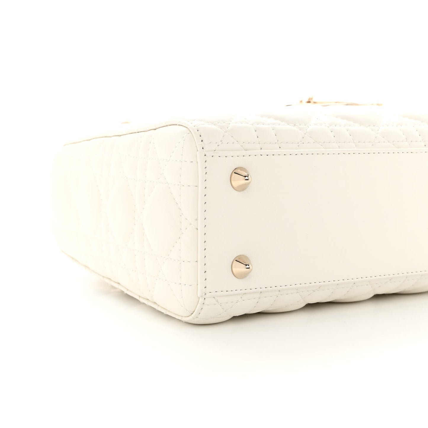 CHRISTIAN DIOR Lambskin Cannage Small My ABCDior Lady Dior White