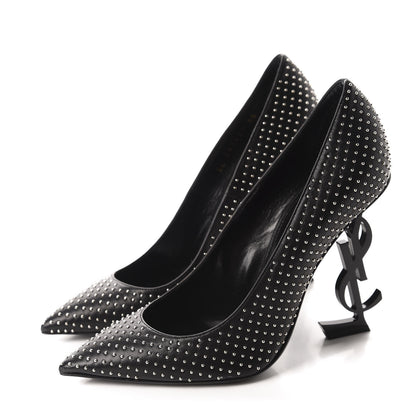 Saint Laurent Calfskin Studded Opyum 100 Pumps 35 Black 3 of 10