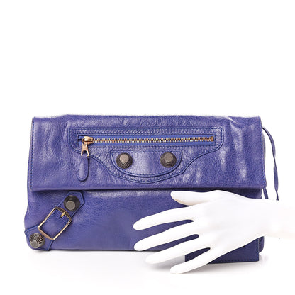 Balenciaga Agneau Giant 21 Rose Gold Hardware Envelope Clutch Bleu Lavande 2 of 7