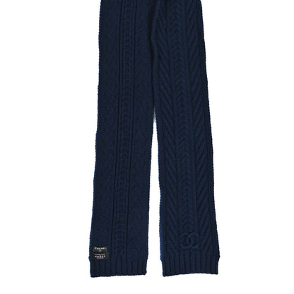 Chanel Cashmere Knit CC Scarf Blue 2 of 3