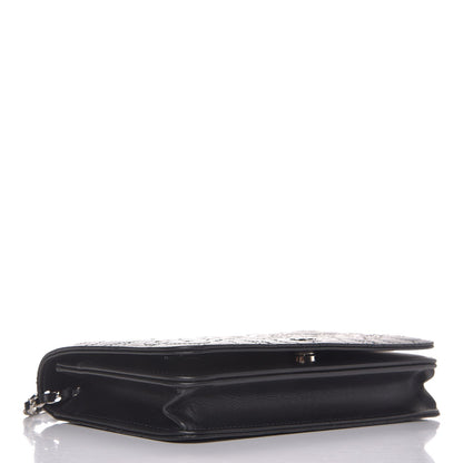Chanel Lambskin Camellia Studded Wallet on Chain WOC Black 4 of 9