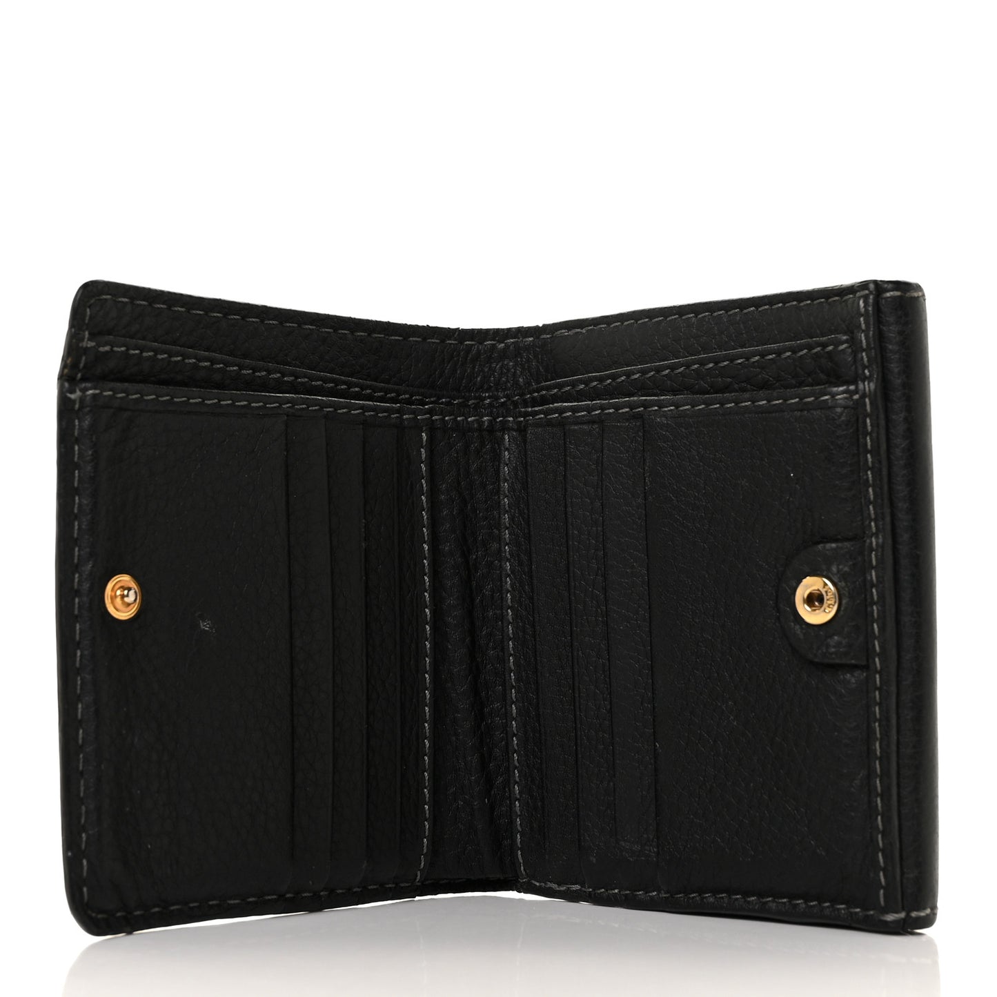 Grained Calfskin Marcie Square Wallet Black
