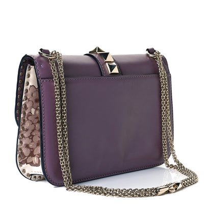 Valentino Garavani Vitello Monogram Kimono 1997 Print Medium Glam Lock Rockstud Flap Dark Mauve 3 of 7