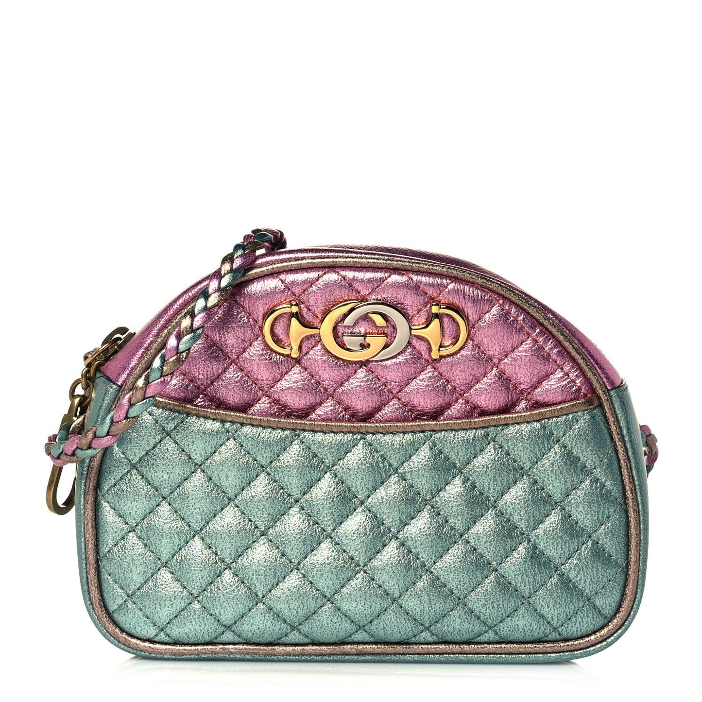 Laminated Nappa Trapuntata Mini Zumi Dome Shoulder Bag Rosa Lago Rame