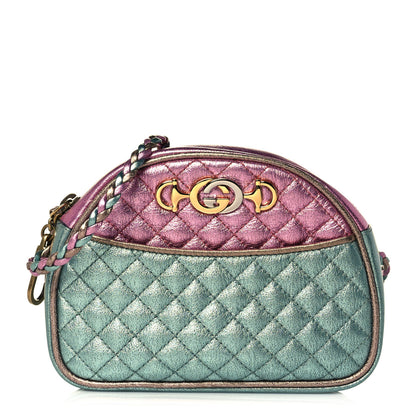 Gucci Laminated Nappa Trapuntata Mini Zumi Dome Shoulder Bag Rosa Lago Rame 1 of 14
