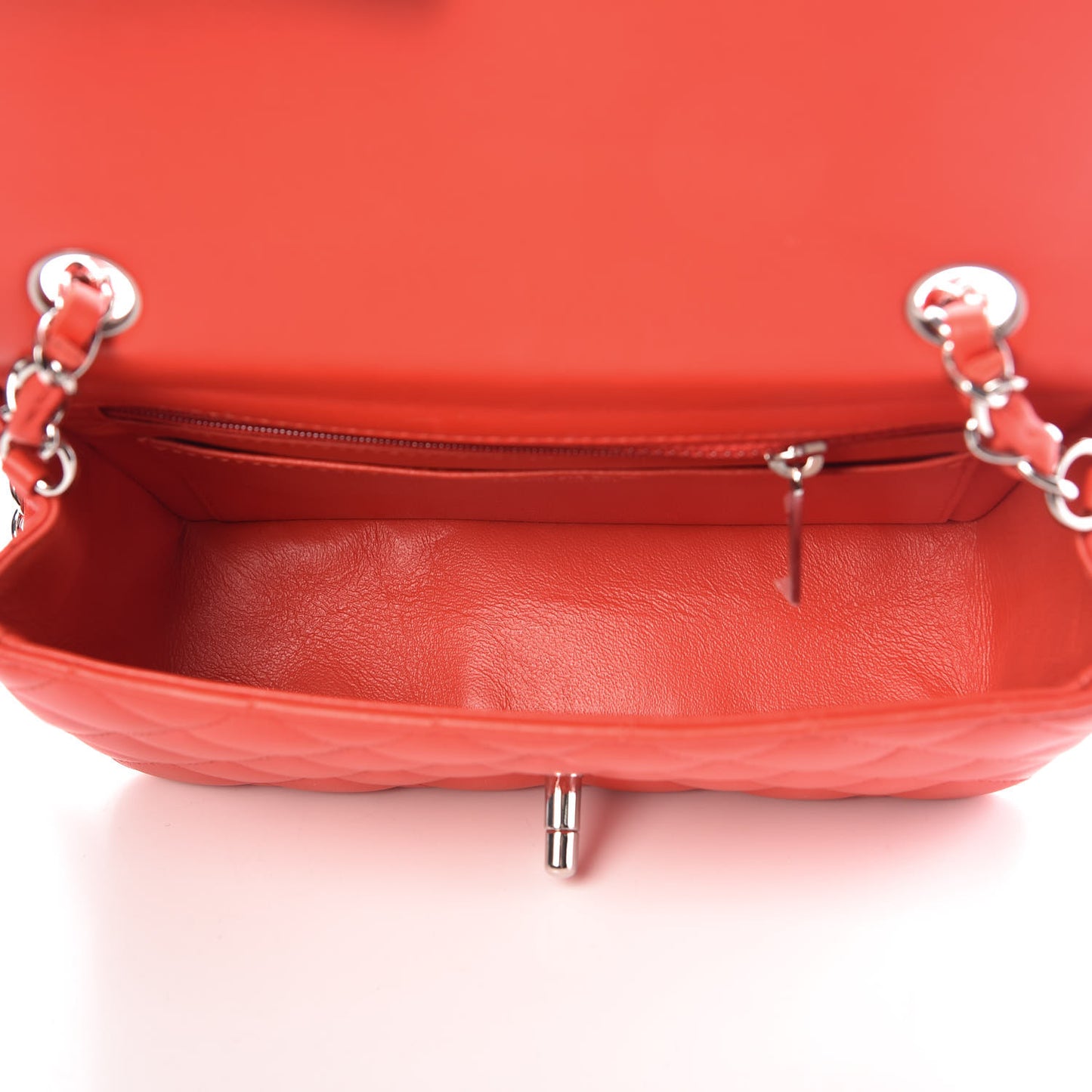 Lambskin Quilted Mini Rectangular Flap Red
