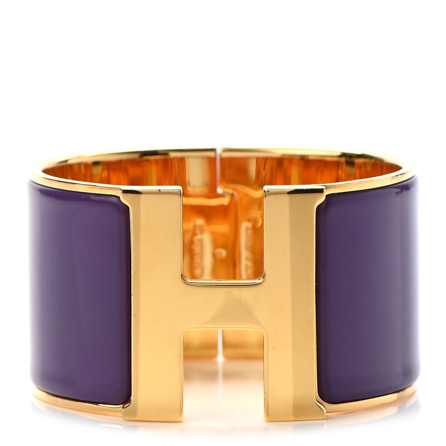Hermes Enamel Extra Wide Clic Clac H Bracelet PM Pourpre 1 of 4