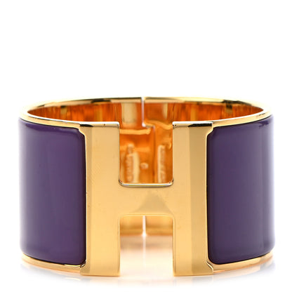 Hermes Enamel Extra Wide Clic Clac H Bracelet PM Pourpre 1 of 4