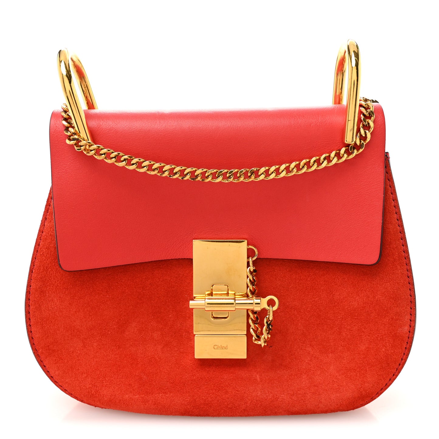 Lambskin Suede Calfskin Mini Drew Shoulder Bag Red