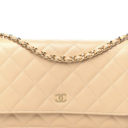 Chanel Caviar Quilted Wallet On Chain WOC Beige 10 of 13