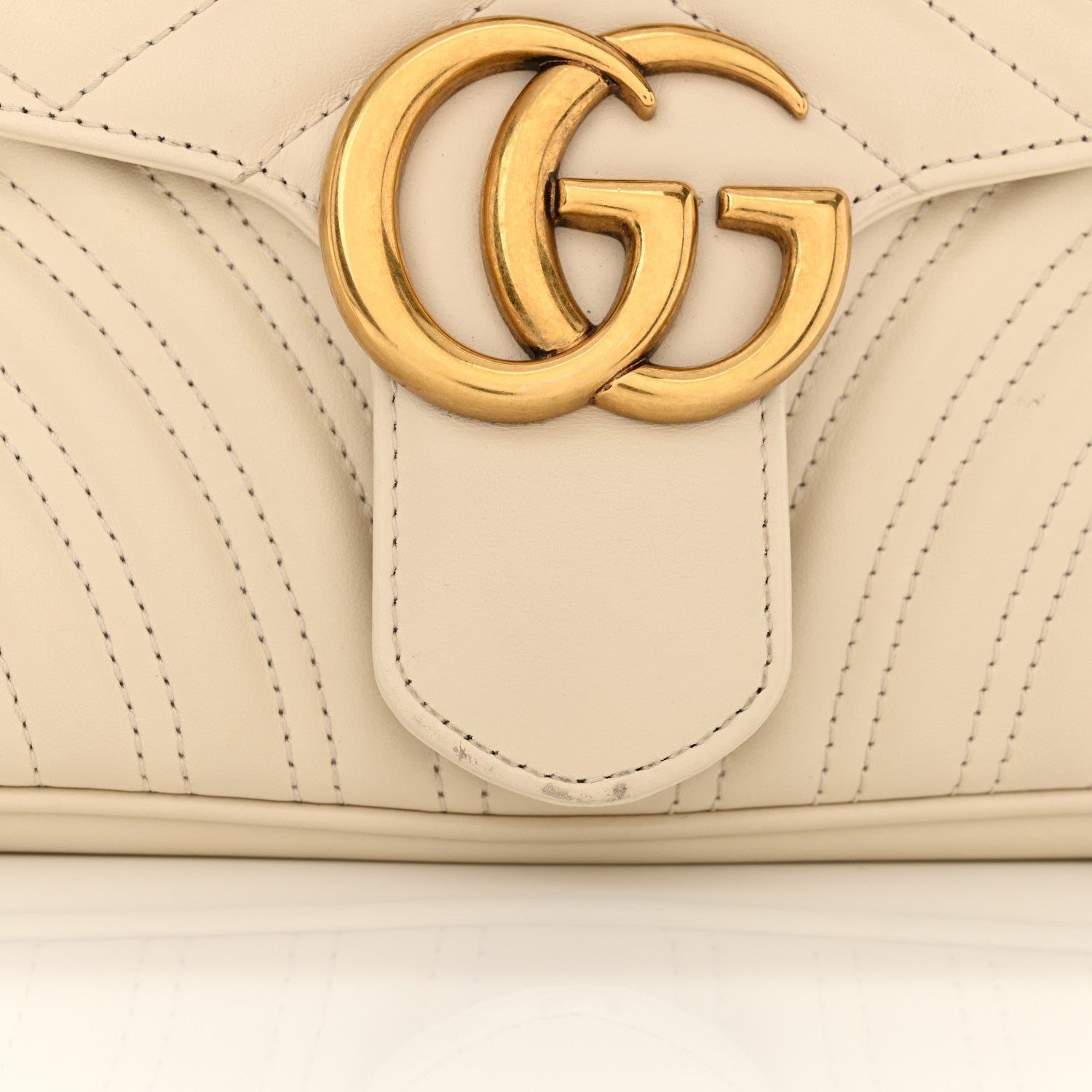 Gucci Calfskin Matelasse Small GG Marmont Shoulder Bag White 11 of 14