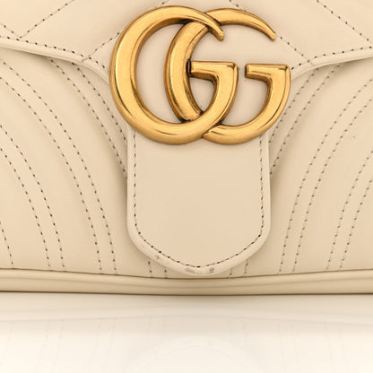 Gucci Calfskin Matelasse Small GG Marmont Shoulder Bag White 11 of 14