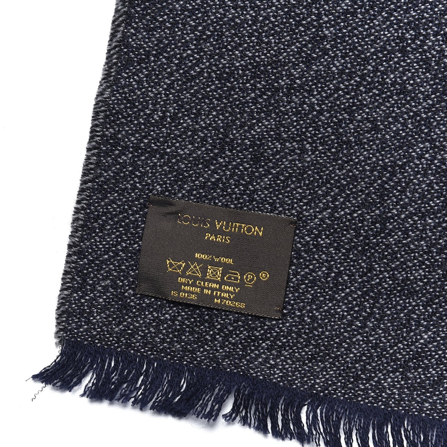 Wool Monogram Classic Scarf Navy
