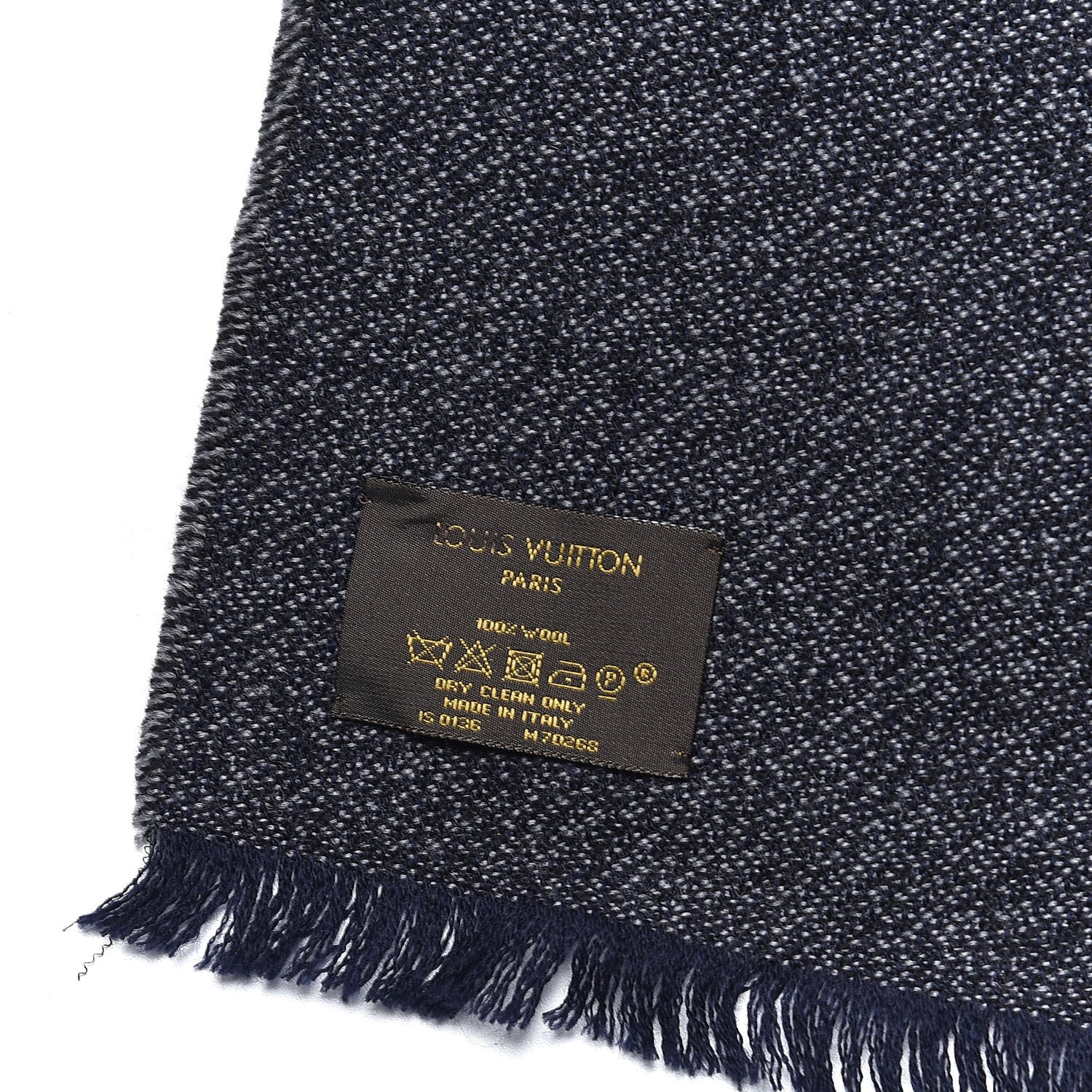 Louis Vuitton Wool Monogram Classic Scarf Navy 4 of 4