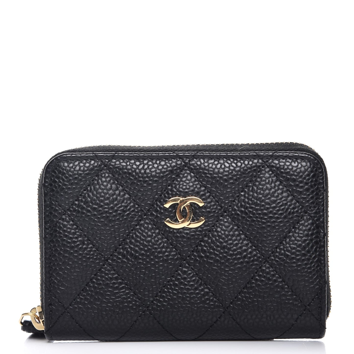 Caviar Quilted Zip Coin Purse Black