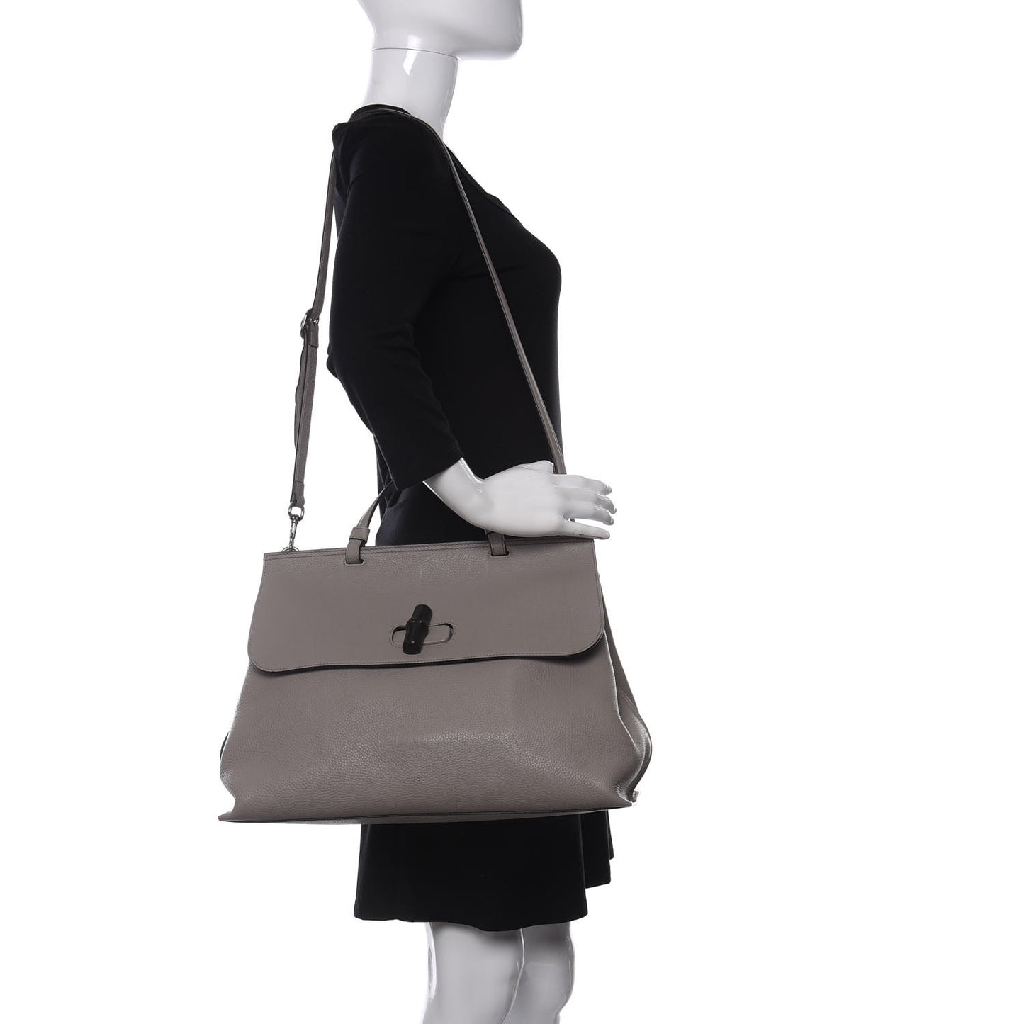 Cellarius Calfskin Large Bamboo Daily Top Handle Bag Storm Grey