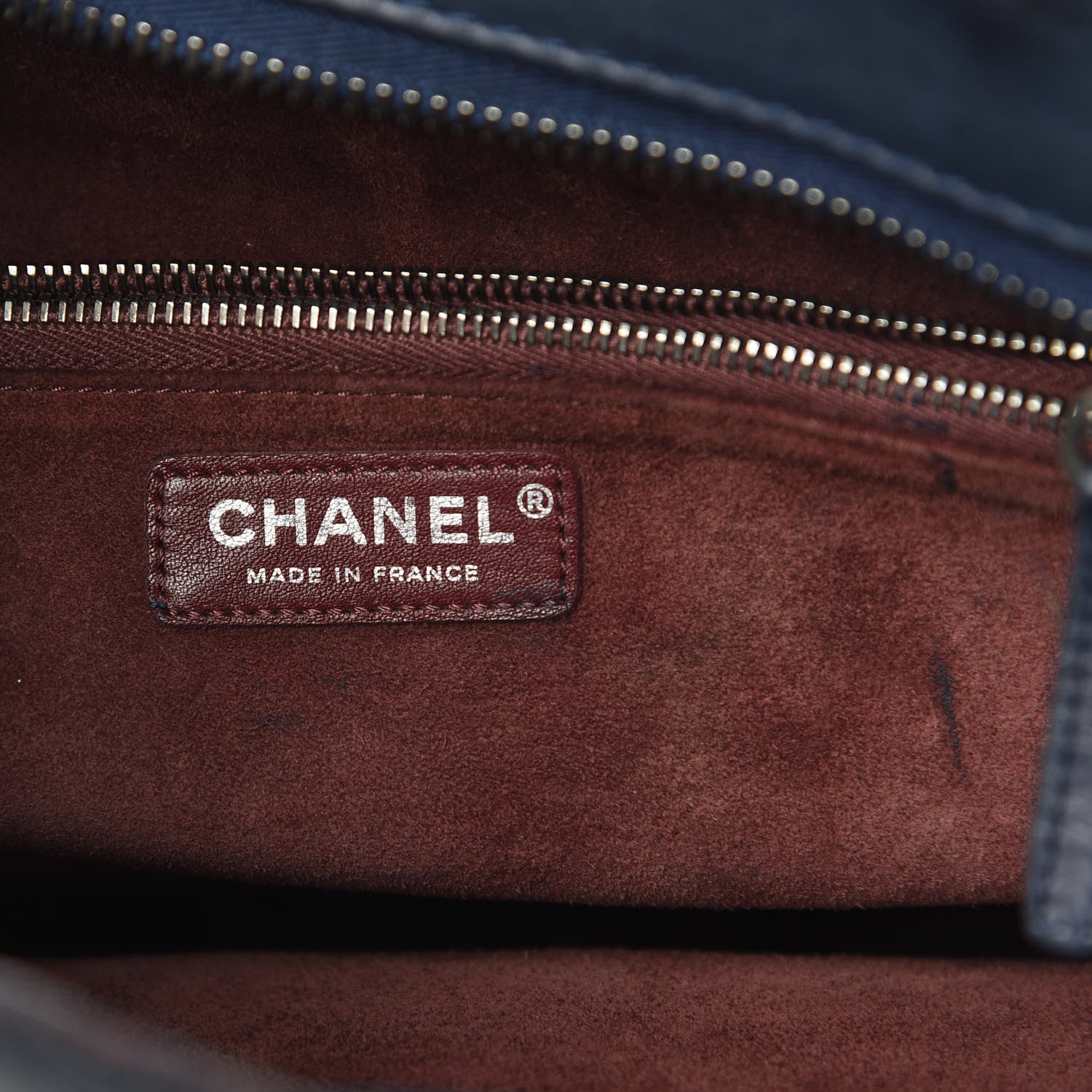Chanel Calfskin Stitched Shopping Tote Blue 6 of 24