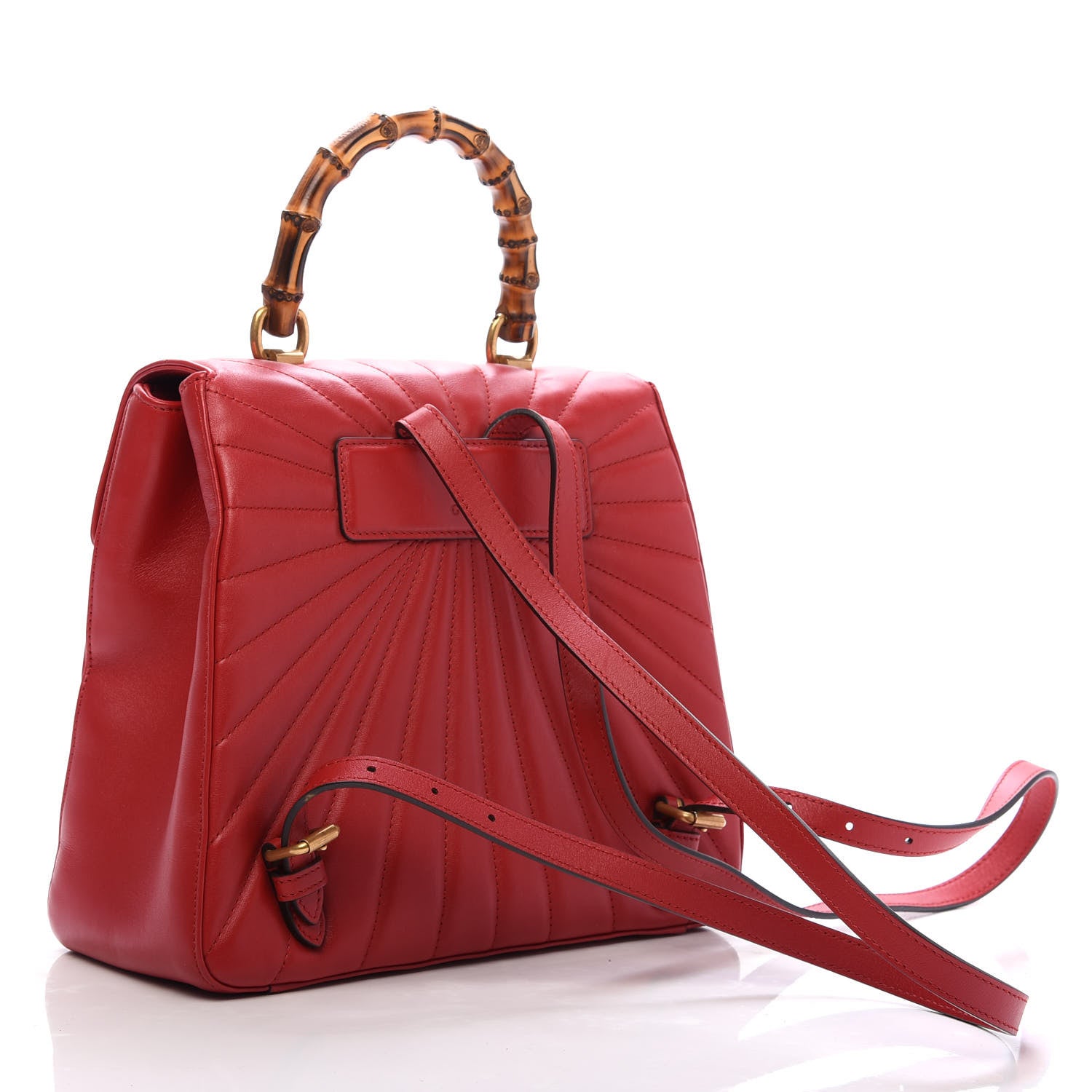 Gucci Calfskin Bamboo Trapuntata Queen Margaret Backpack Hibiscus Red 2 of 10