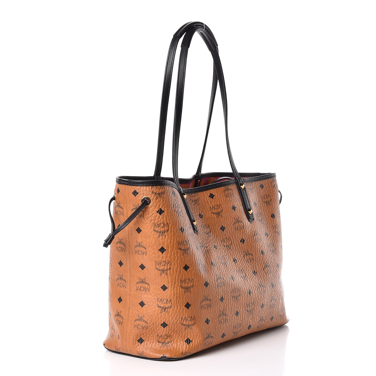 MCM Visetos Medium Project Reversible Shopper Tote Cognac 5 of 25