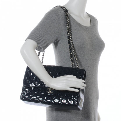 Chanel Distressed Patent Jumbo Single Flap Navy Blue 2 of 8