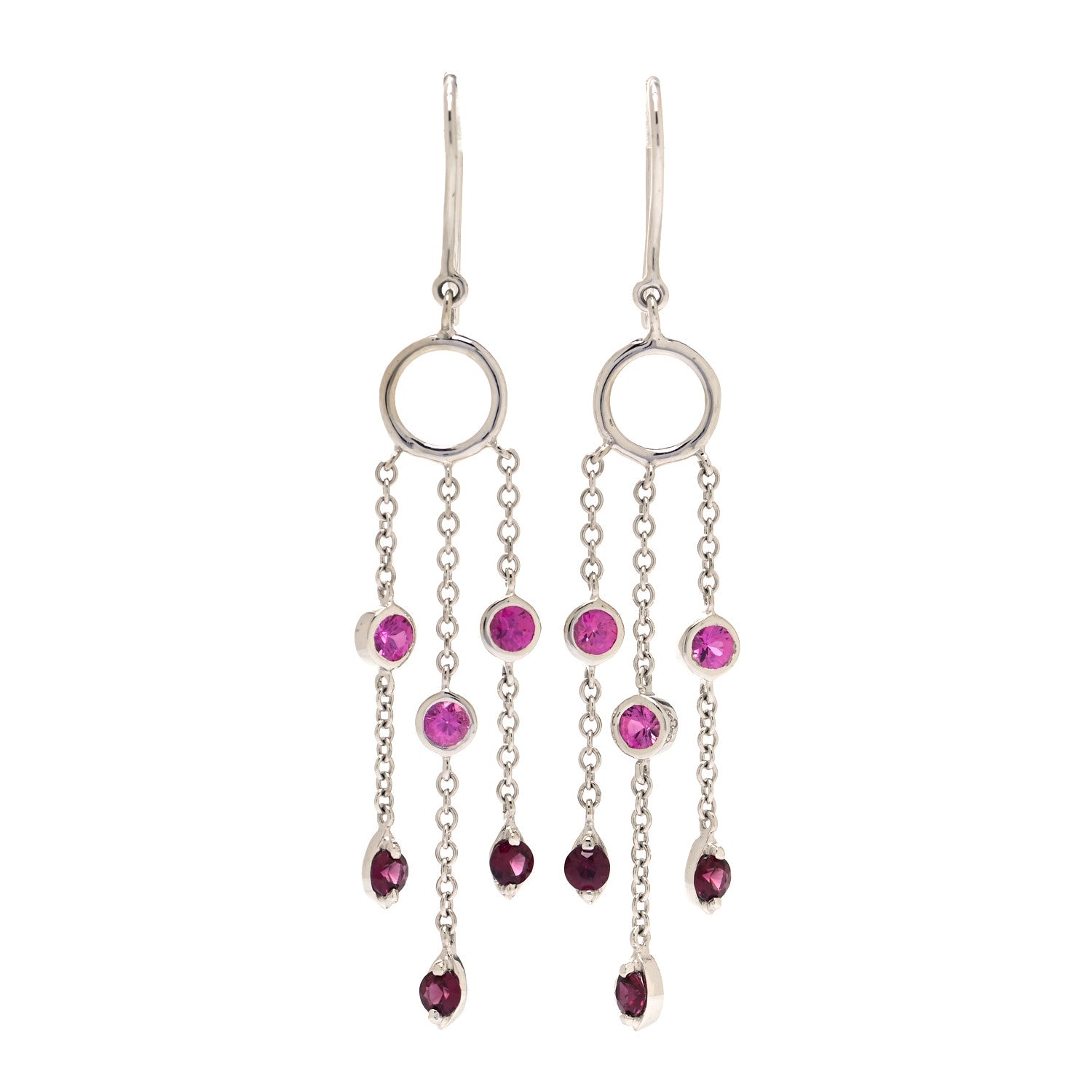 Tiffany 18K White Gold Pink Sapphire Rhodolite Garnet Jazz Earrings 1 of 4