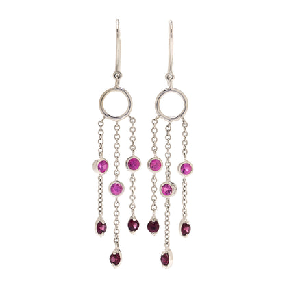 Tiffany 18K White Gold Pink Sapphire Rhodolite Garnet Jazz Earrings 1 of 4
