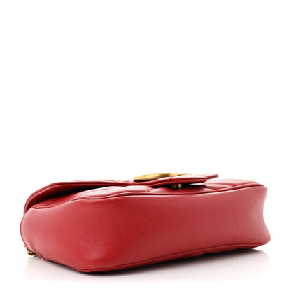 Gucci Calfskin Matelasse Super Mini GG Marmont Shoulder Bag Hibiscus Red 4 of 11
