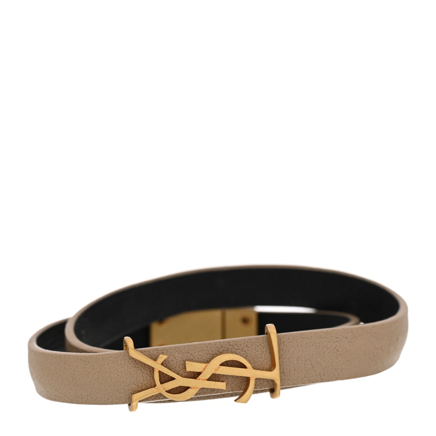 Saint Laurent Calfskin Opyum Double Wrap Bracelet Dark Beige 1 of 5