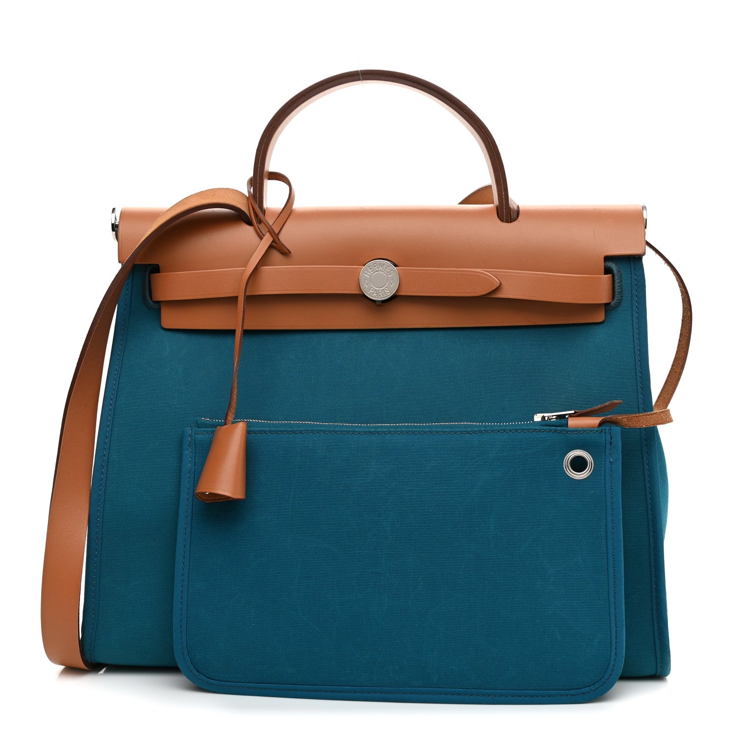 Hermes Vache Hunter Toile Herbag Zip 31 PM Bleu Natural 1 of 11