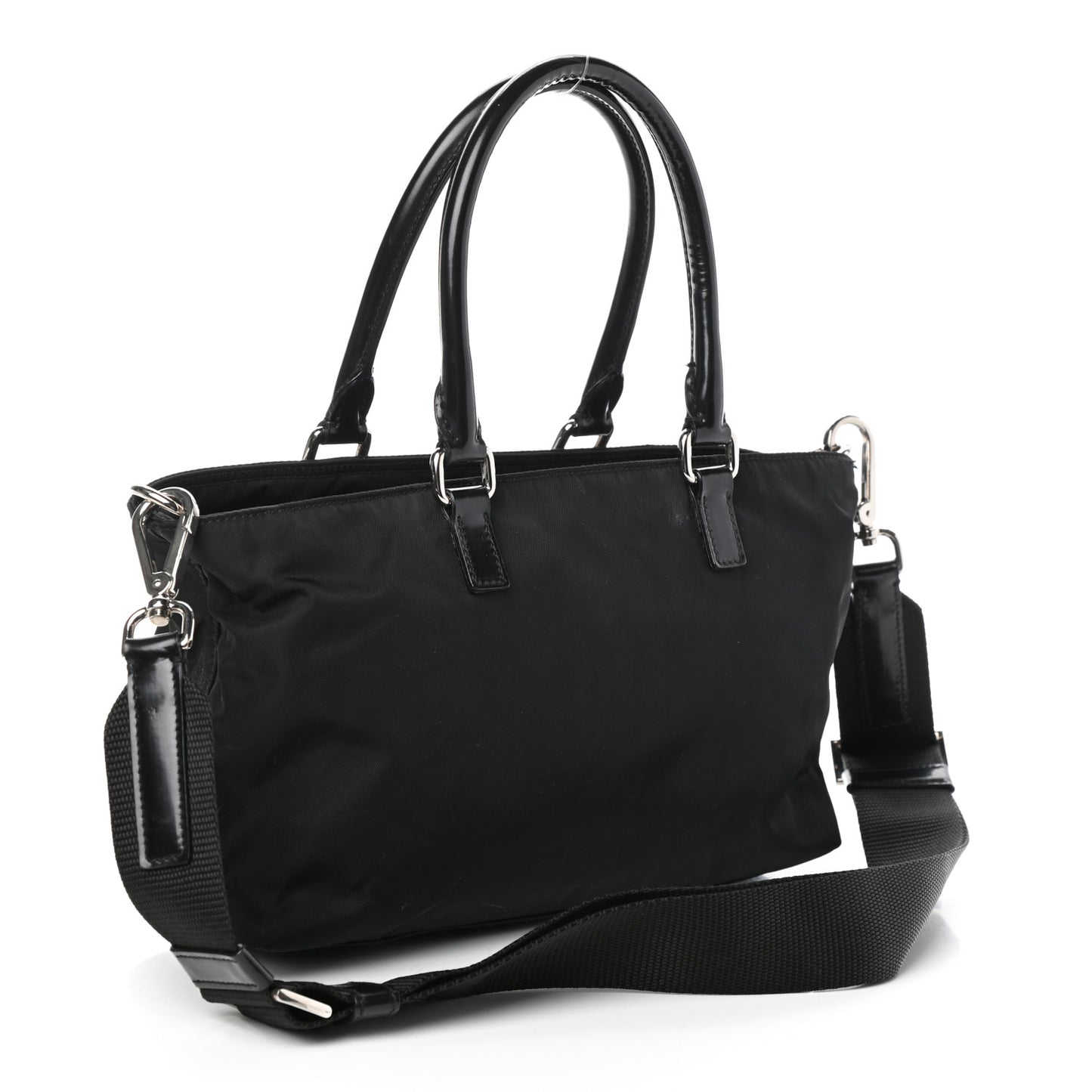 Tessuto Nylon Spazzolato Logo Tote Black