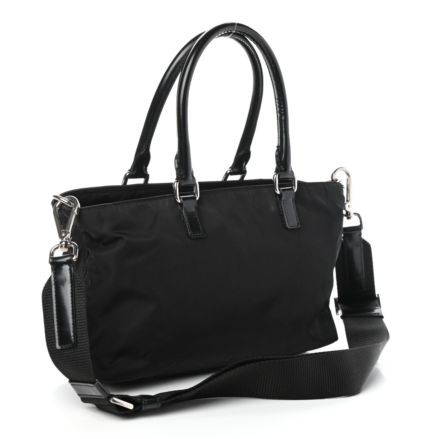 Prada Tessuto Nylon Spazzolato Logo Tote Black 3 of 9