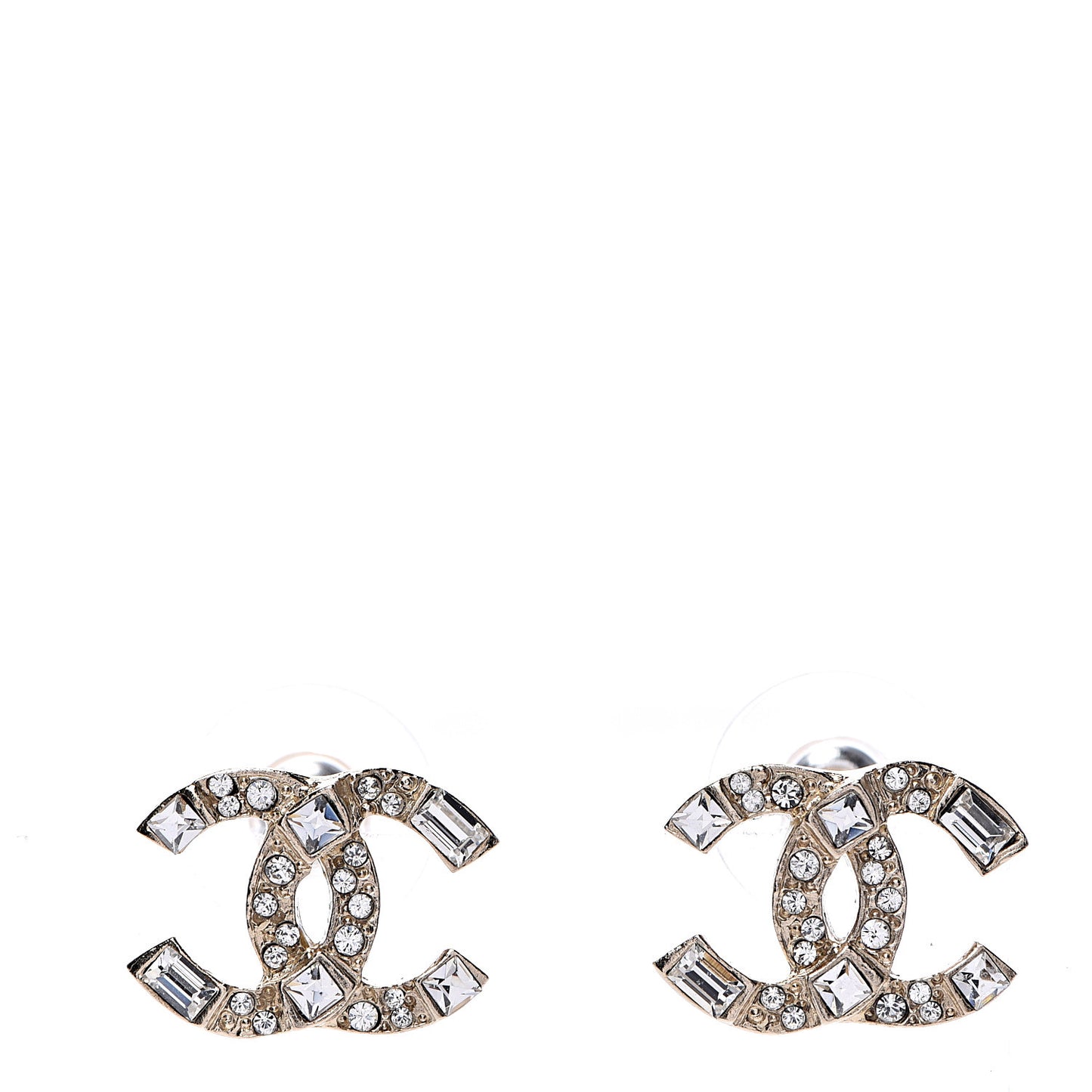 Crystal Baguette CC Earrings Gold