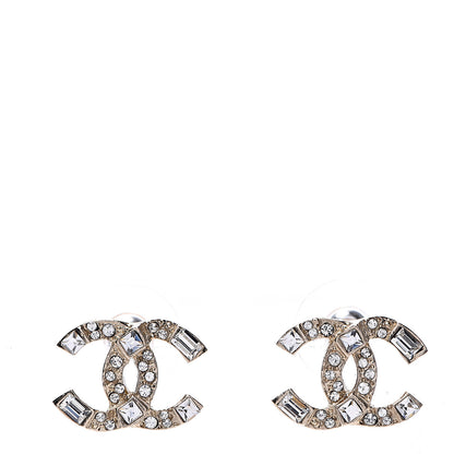 Chanel Crystal Baguette CC Earrings Gold 1 of 5