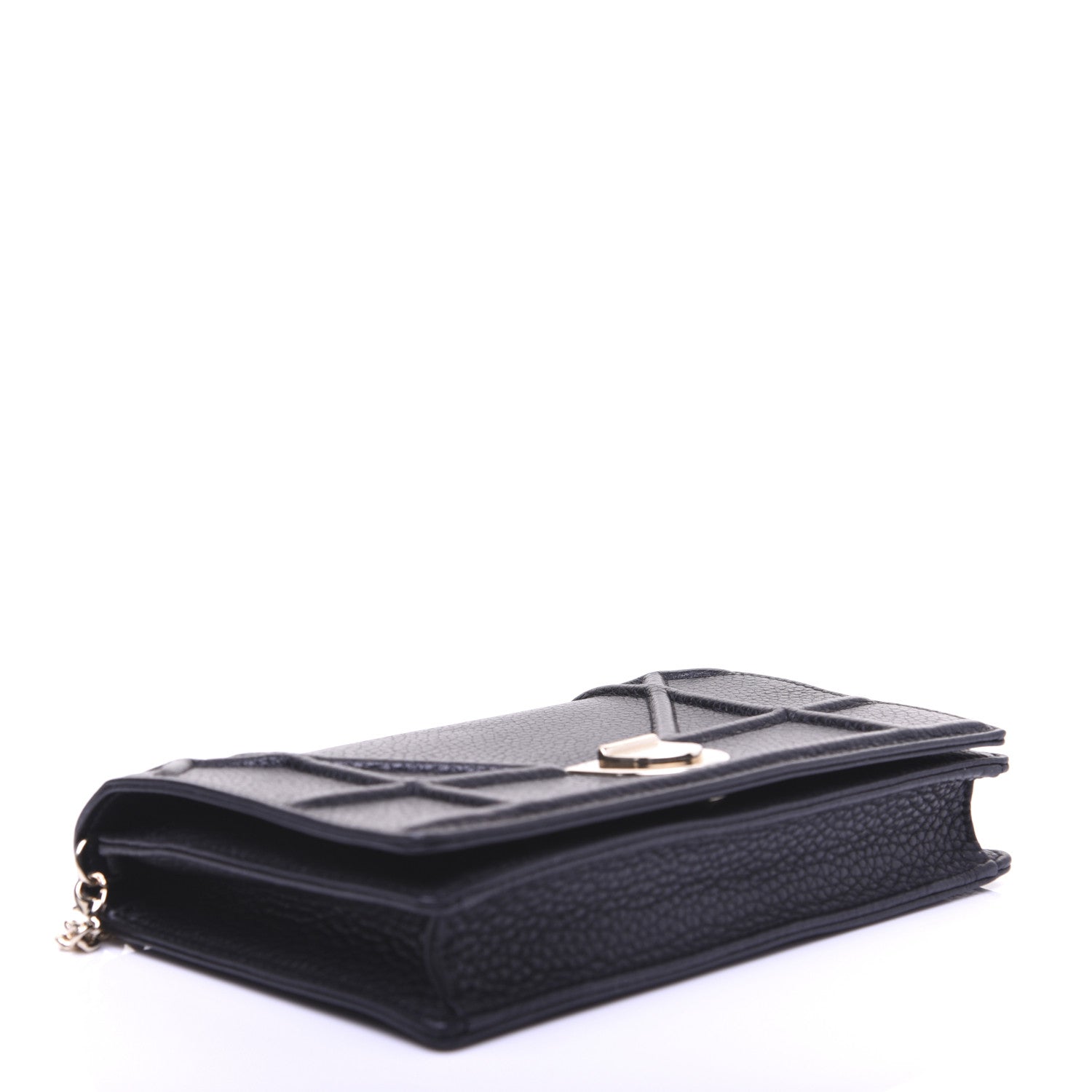Christian Dior Grained Calfskin Diorama Wallet on Chain Pouch Black 4 of 14
