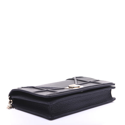 Christian Dior Grained Calfskin Diorama Wallet on Chain Pouch Black 4 of 14