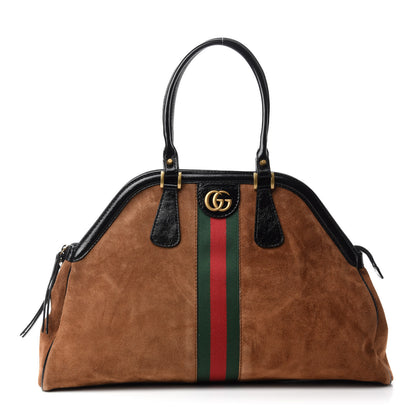 Gucci Suede Ophidia Large Re(Belle) Top Handle Bag Nocciola Black 1 of 13