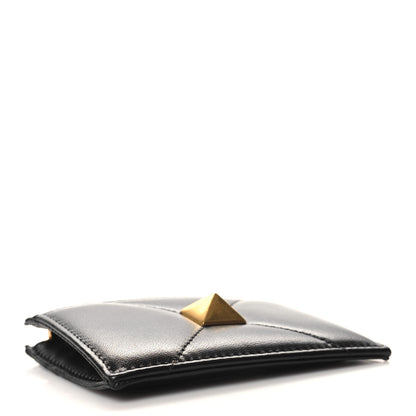 Valentino Garavani Nappa Roman Stud Zip Card Holder Black 4 of 8