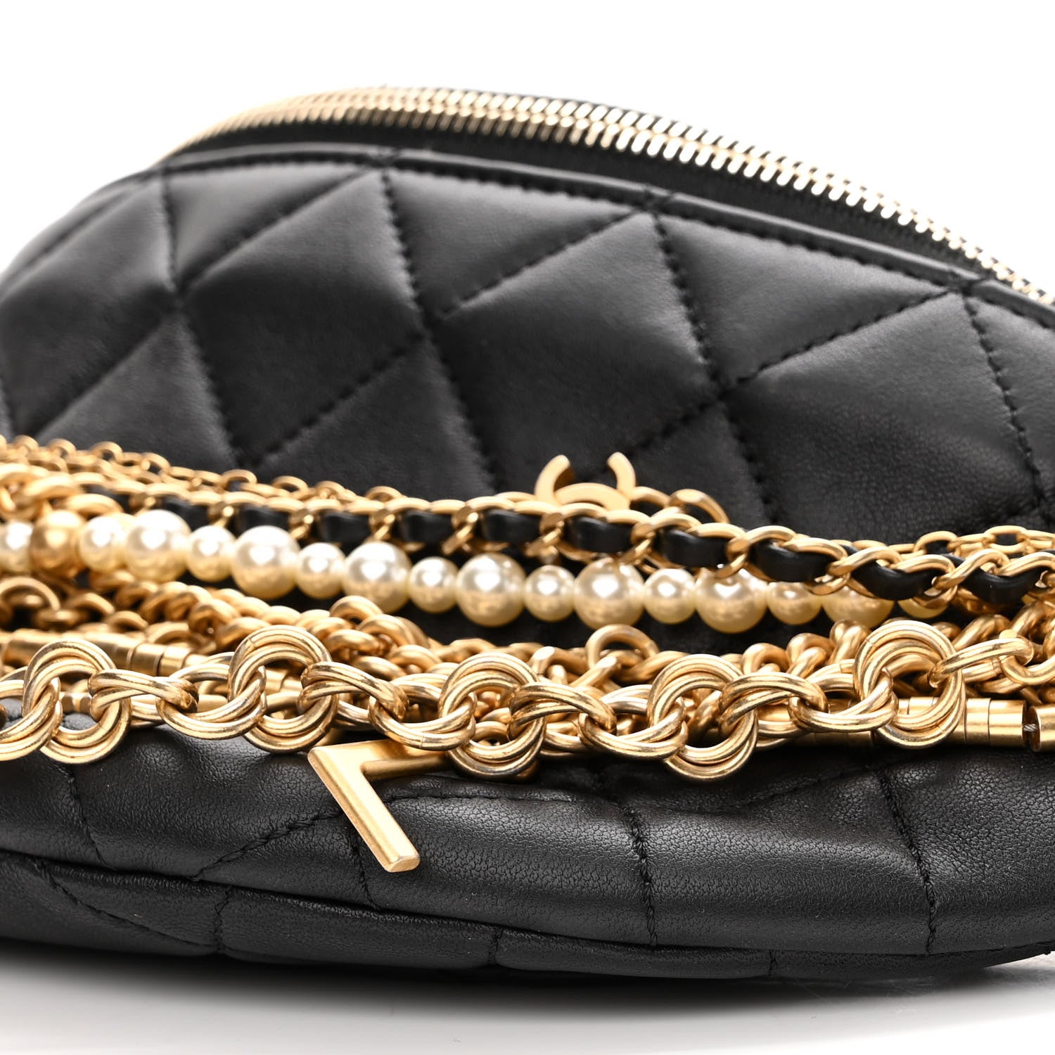 Chanel Lambskin Quilted All About Chains Waist Belt Bag Black 10 of 10