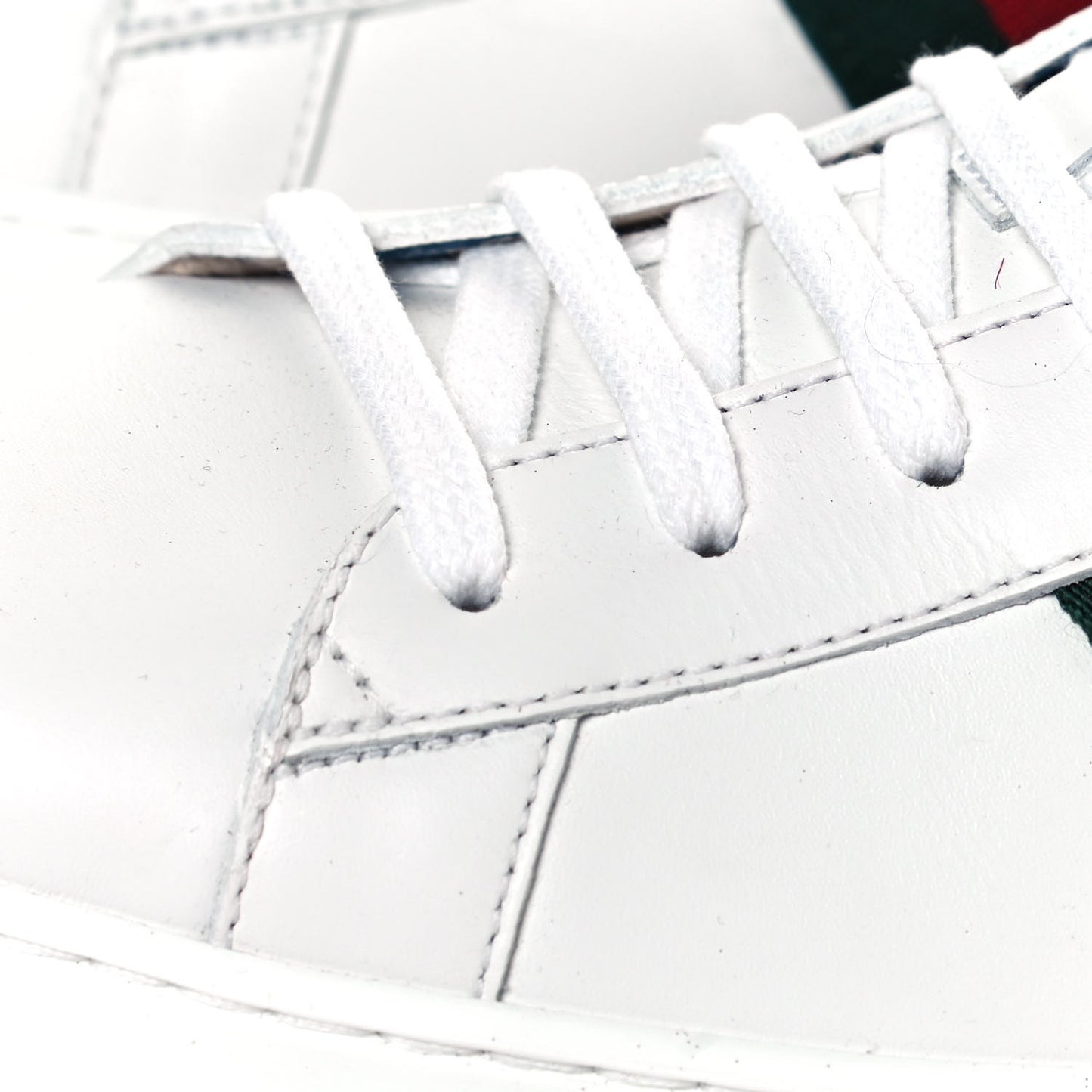 X SEGA Calfskin Ayers Mens Web Guccy Ace Sneakers 10 White