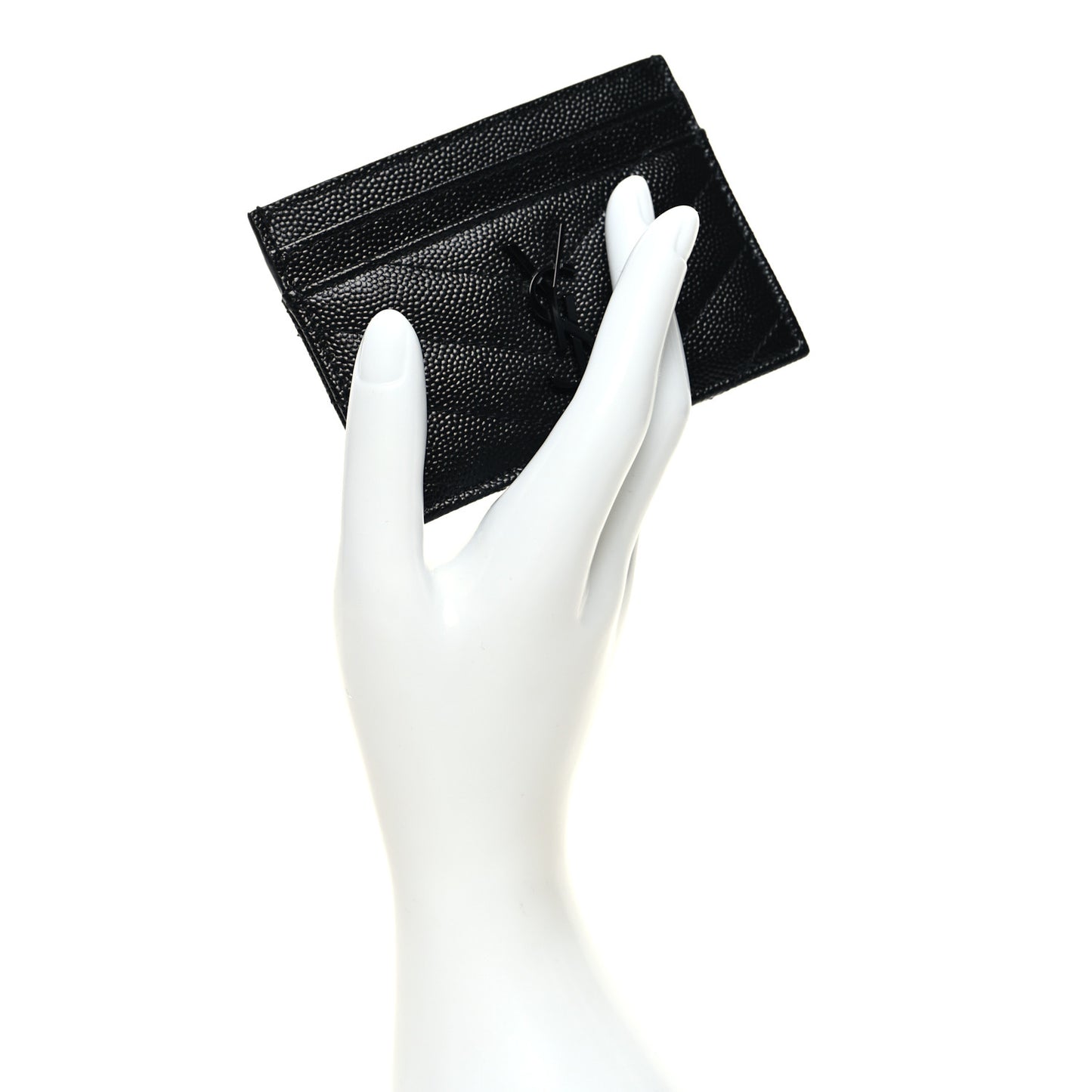 Grain De Poudre Matelasse Chevron Monochrome Monogram Credit Card Case Black