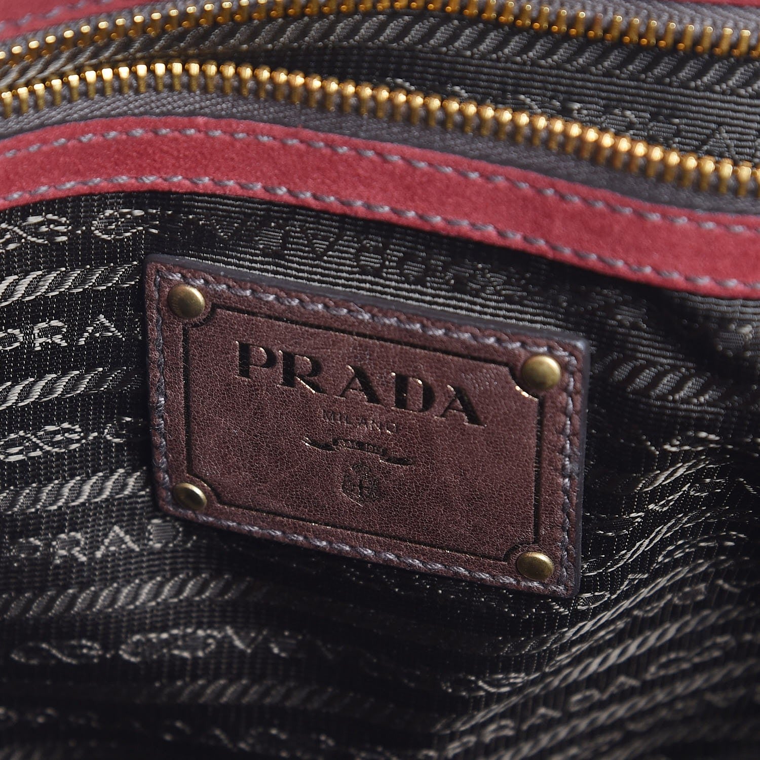 Prada Suede Shoulder Bag Red 7 of 8