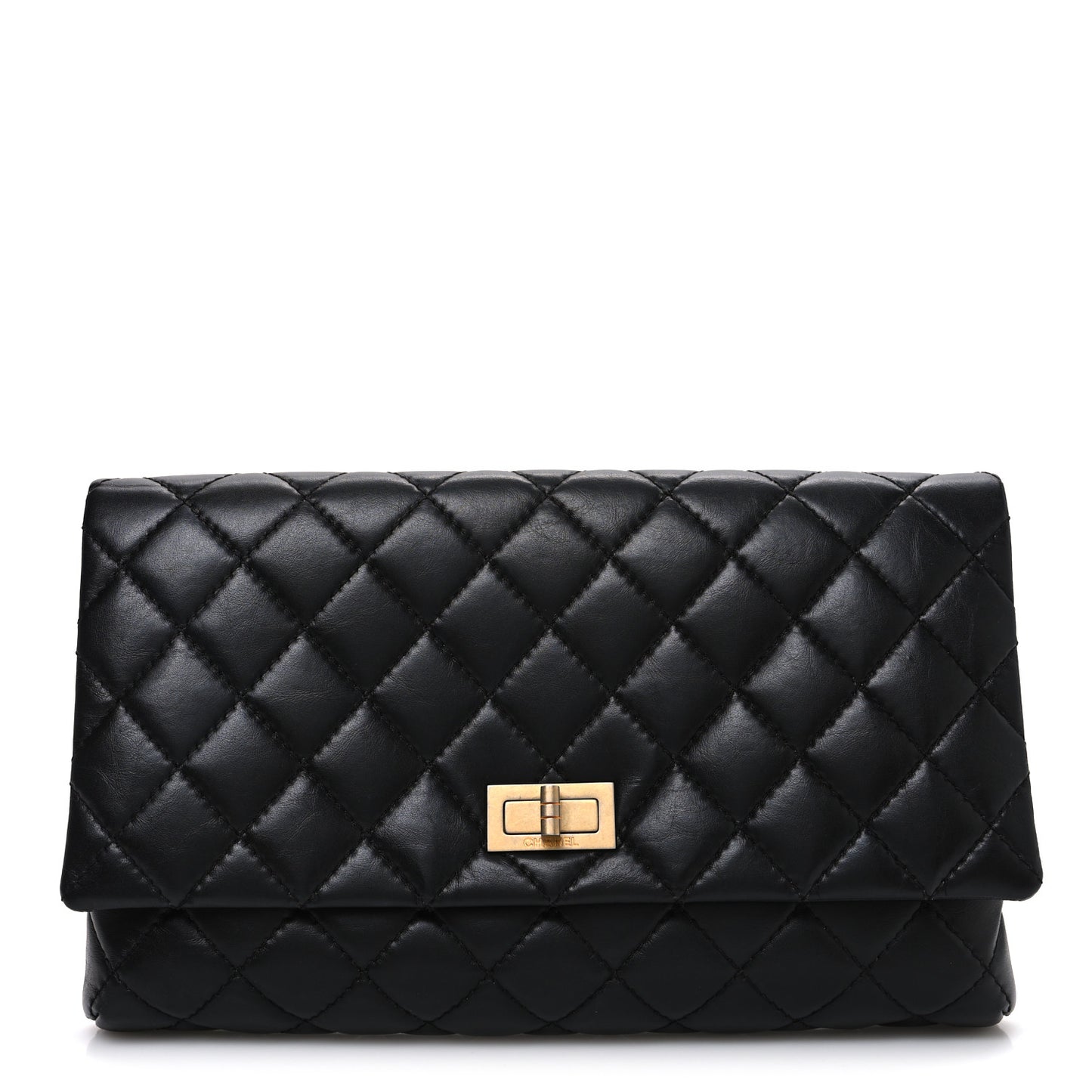 Aged Calfskin Quilted Reissue 2.55 Clutch Black