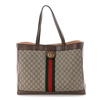 Gucci GG Supreme Monogram Web Ophidia Tote Brown 1 of 12