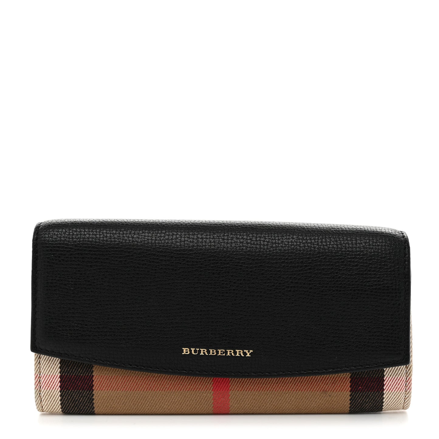 Calfskin House Check Porter Continental Wallet Black