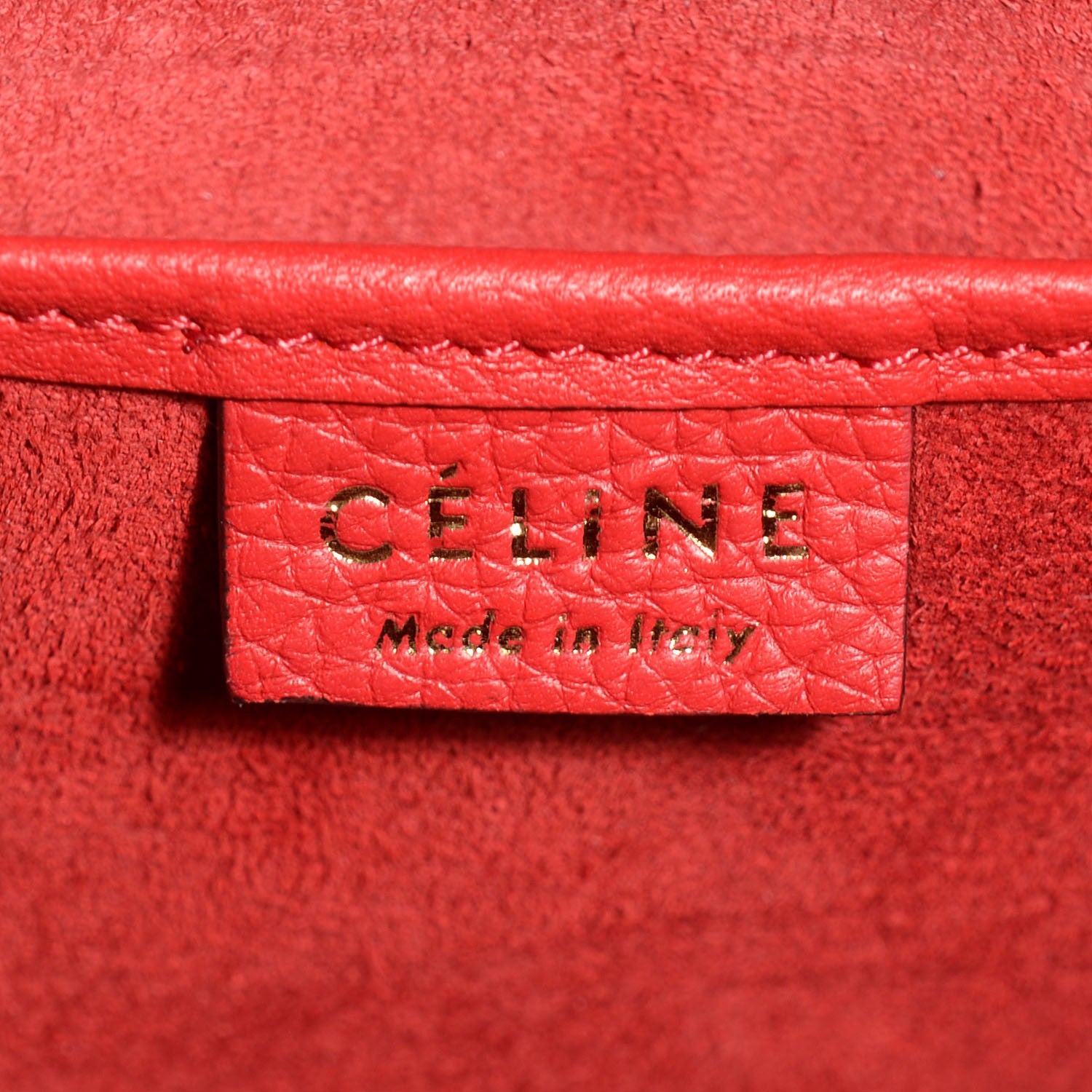Celine Drummed Calfskin Nano Luggage Coquelicot 7 of 9