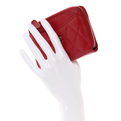 Chanel Lambskin Quilted CC Zip Around Card Holder Red 2 of 12