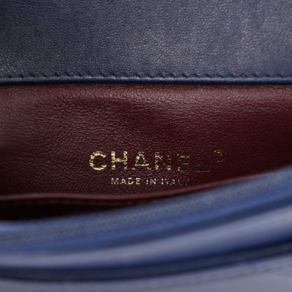 Chanel Lambskin Chevron Mini Coco Envelope Flap Navy 6 of 13